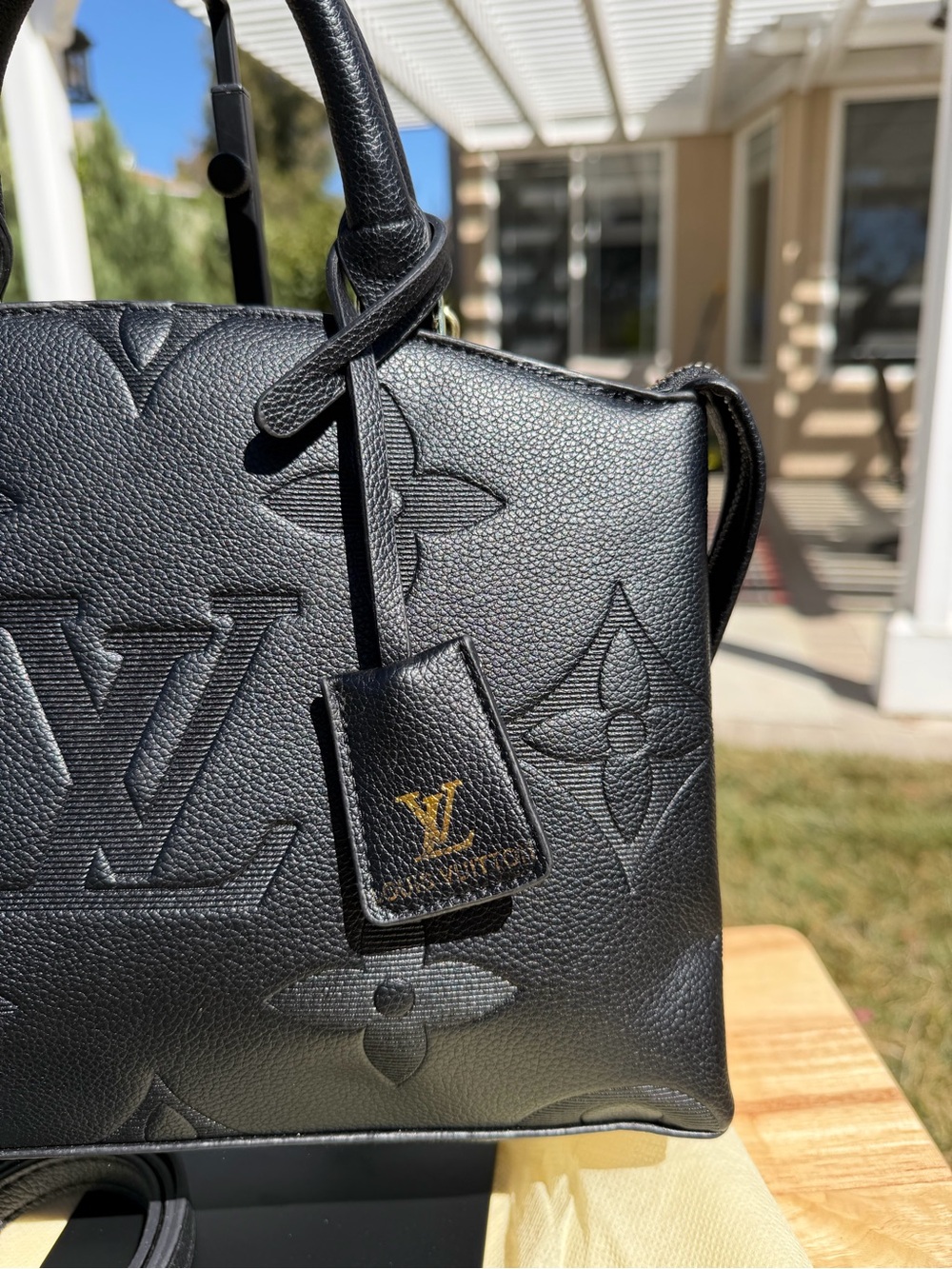 NEW LV Print Black Empreinte Monogram Palais Embossed Shoulder Bag Gold - Picture 8 of 11